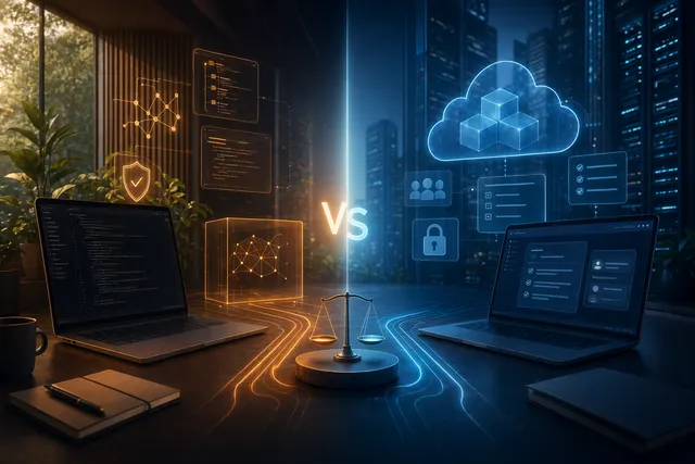 Side-by-side editorial illustration comparing Claude Code and OpenAI Codex workflows for engineering teams