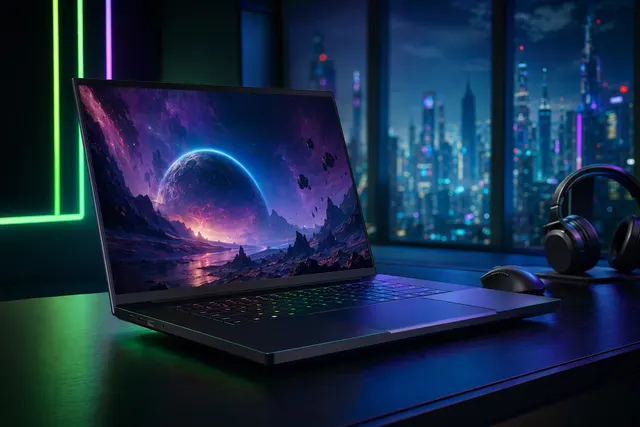Razer Blade 18 (2026) gaming laptop concept showing large display and high‑performance design