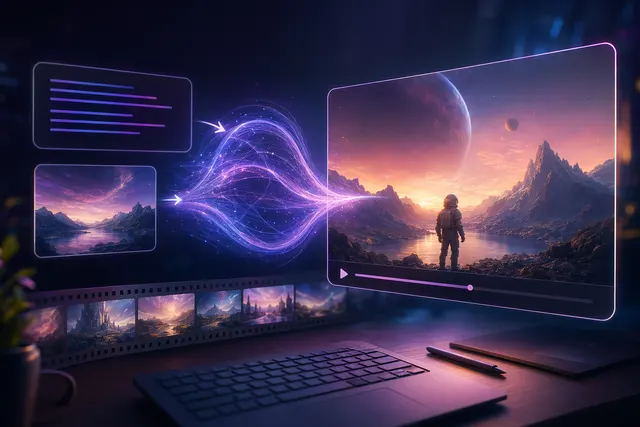 Minh họa PixVerse AI tạo video từ prompt văn bản và ảnh tải lên
