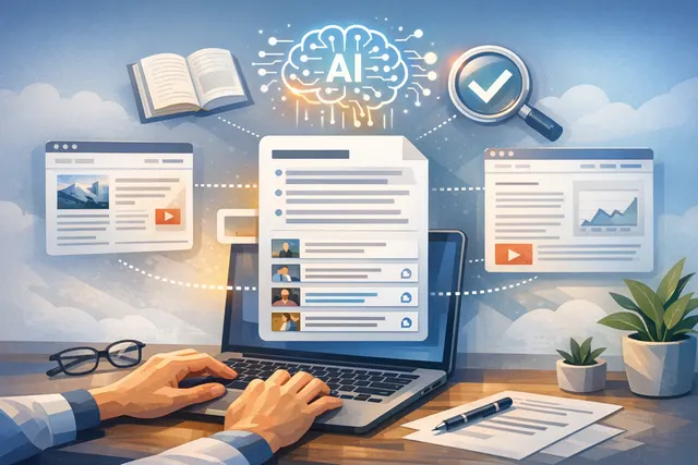 AI summarization interface showing source citations linked back to original article