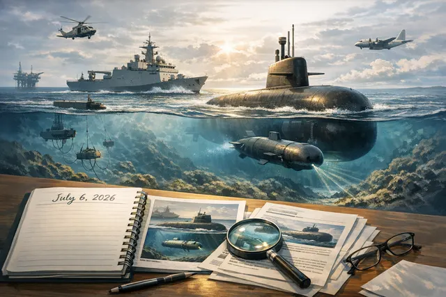 An AI-generated visual representing three major maritime defense acquisitions announced on July 6, 2026: Lockheed Martin, Thales, and Fincantieri investing over $8 billion in under