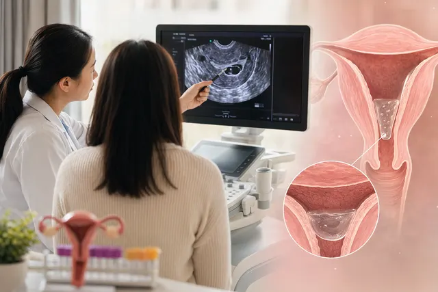 你是一個ivf expert , 這個女人今天要移植，子宮內膜上超聲波獻示疑似有液體， 還能移植嗎