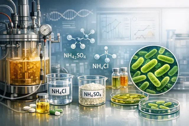 有什麼文獻紀錄e coli 在high cell density fermentation裡，magnesium sulfate, ammonium sulfate, ammonium chloride, vitamin, 在一開始的main culture medium裡的最佳