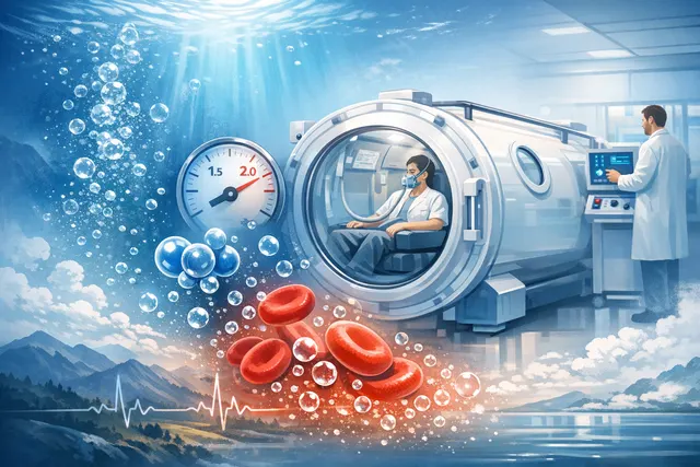 甚麼是高壓氧治療？ 高壓氧治療 (hyperbaric oxygen therapy, HBOT) 是一種在高壓環境下呼吸純氧的醫療程序。正常環境為 1 個標準大氣壓 (atm)；在高壓氧治療中，氣壓通常會增加至 1.4 – 3 atm（本中心的高壓氧設備提供 1.5 – 2 a