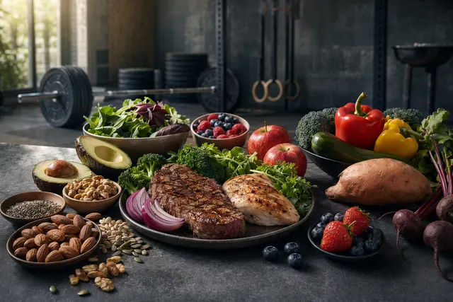 AI-generated editorial illustration for a guide to CrossFit’s official nutrition prescription.